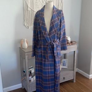 60s Plaid Wool Robe blue women’s  size medium